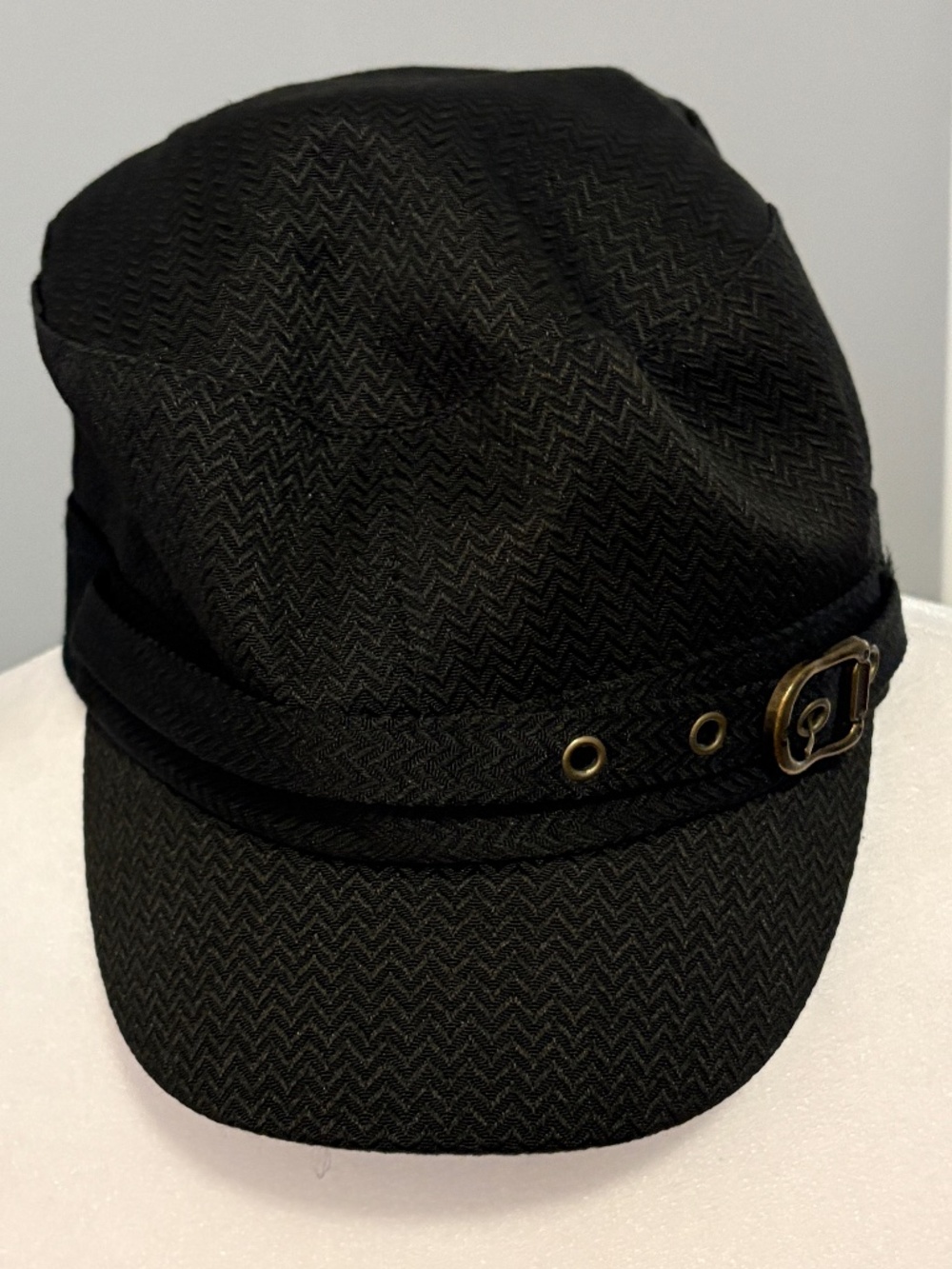 D&Y Black Herringbone Cadet Military Cap Hat